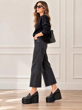 New Gucci Horsebit Wedge Loafer Black Platform, 37.5/7